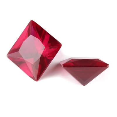 Prenses Kare Kesim Sentetik Rubin 5# Korundum Boş Taş Moissanite Nişan Yüzükleri İçin
