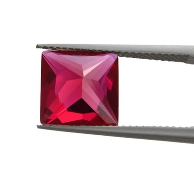 Prenses Kare Kesim Sentetik Rubin 5# Korundum Boş Taş Moissanite Nişan Yüzükleri İçin