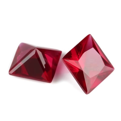 Prenses Kare Kesim Sentetik Rubin 5# Korundum Boş Taş Moissanite Nişan Yüzükleri İçin