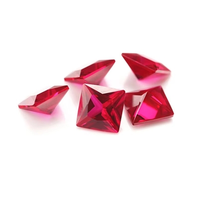 Prenses Kare Kesim Sentetik Rubin 5# Korundum Boş Taş Moissanite Nişan Yüzükleri İçin