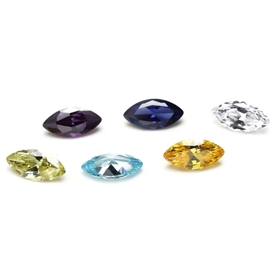 30 Renkli CZ Taşları Markize Kesim 3x1.5 mm Mücevher Yapımı için Sentetik Kübik Zirkonya