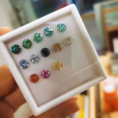 GRA Sertifikası 1ct yuvarlak kesim 6.5mm VVS1 Beyaz Pembe Sarı Sarı Şampanya Mavi Yeşil Mücevherler için Moissanite Elması