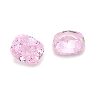 4k Dondurulmuş Cz Taşları Pembe Renk Yastık Şekli 7x6mm 10x8mm Sıfır Taş Sentetik Kübik Zirkonya