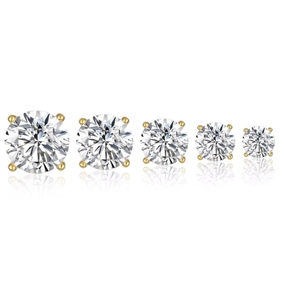 Kore moda küpeleri Mücevher 925 Sterling Gümüş Klasik Tek Elmas Küpeleri 2-10mm Zirkonya Stud Küpeleri Kadınlar için
