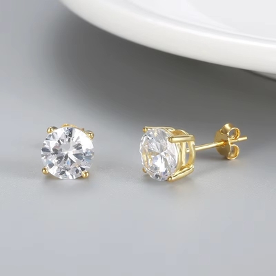 Kore moda küpeleri Mücevher 925 Sterling Gümüş Klasik Tek Elmas Küpeleri 2-10mm Zirkonya Stud Küpeleri Kadınlar için