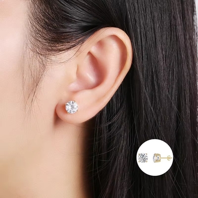Kore moda küpeleri Mücevher 925 Sterling Gümüş Klasik Tek Elmas Küpeleri 2-10mm Zirkonya Stud Küpeleri Kadınlar için