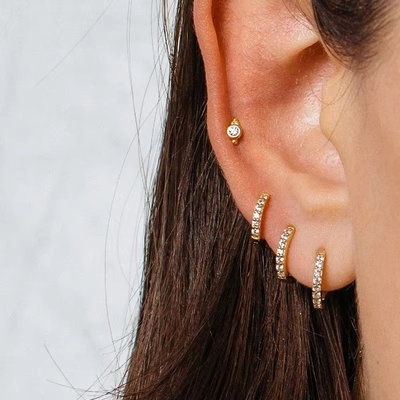 925 Sterling Gümüş Toptan Satış Mücevher Minimalist Küçük 925 Sterling Gümüş Zirkon Stud Kulaklıklar Kadınlar İçin Altın Kaplama Kulaklıklar