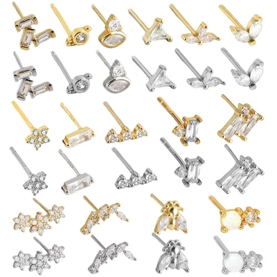 925 Sterling Gümüş Toptan Satış Mücevher Minimalist Küçük 925 Sterling Gümüş Zirkon Stud Kulaklıklar Kadınlar İçin Altın Kaplama Kulaklıklar