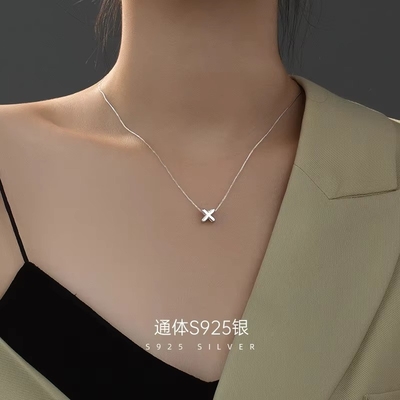 Moda Minimalist Mücevher 925 Sterling Gümüş Basit Kolye 26 Alfabe Harf Kolye Kadınlar İçin