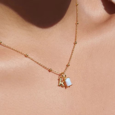 18K Altın 925 Sterling Gümüş Metal 26 Alfabe Başlangıç Harfi Büyü Kolye