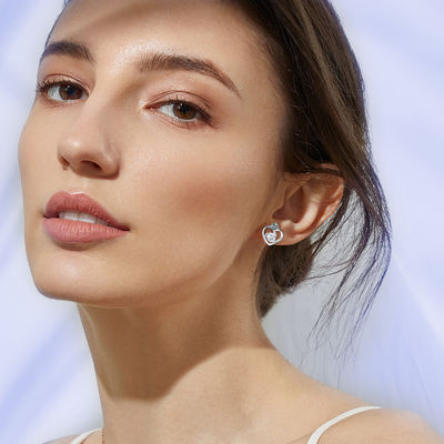 11x9.5mm 1.5g Gümüş Kalp Küpeler 3A Gümüş Kalp Çiviler SGS
