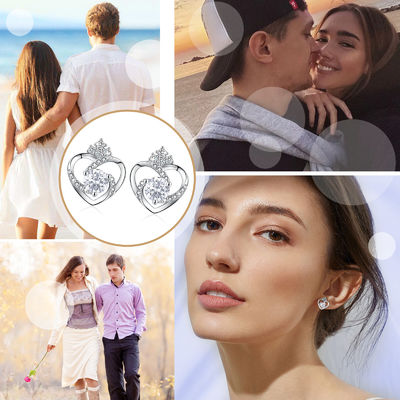 11x9.5mm 1.5g Gümüş Kalp Küpeler 3A Gümüş Kalp Çiviler SGS