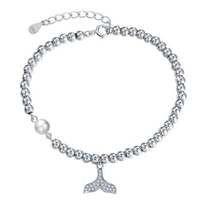 CZ 2 Gram19x0.35cm Balık Kuyruğu Bileklik Unisex Hediye Gümüş Kaydırıcı Bileklik