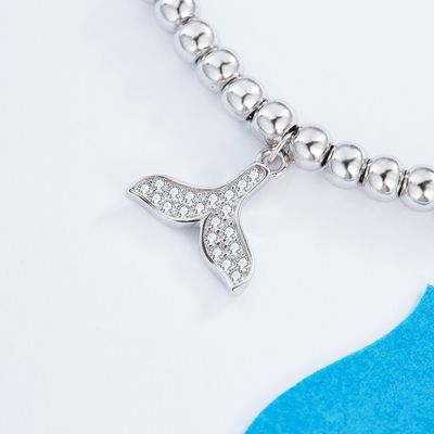 CZ 2 Gram19x0.35cm Balık Kuyruğu Bileklik Unisex Hediye Gümüş Kaydırıcı Bileklik