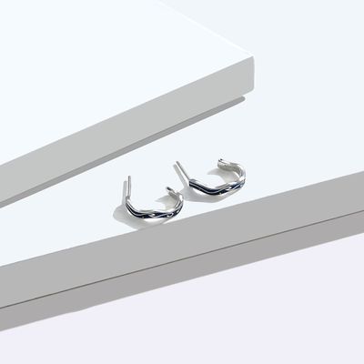 0.07oz 1.4x1.2cm Som Gümüş Takı Küpeler Mavi Trendy Ay Yıldız Küpe