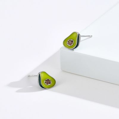 1.1x0.9cm 2.29g Gümüş Takı Küpeler Unisex Avokado Küpeler Çiviler