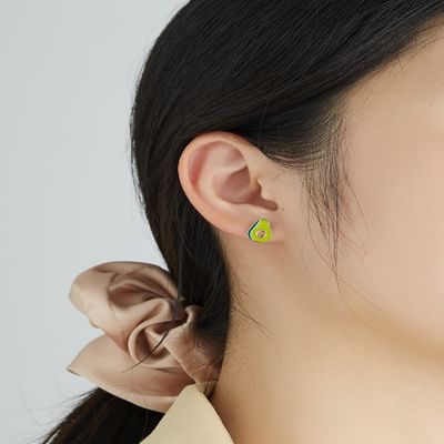 1.1x0.9cm 2.29g Gümüş Takı Küpeler Unisex Avokado Küpeler Çiviler