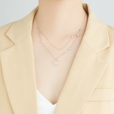 18in 2.9g Gümüş Kolye Zincirleri AAAAA CZ Çift Zincir Kolye ODM