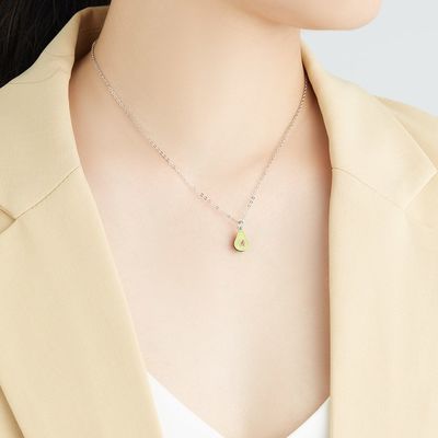 1.1x0.8cm 5A 17.7'' Armut Şekilli Kolye Som Gümüş Takı Kolyeler 2.9g