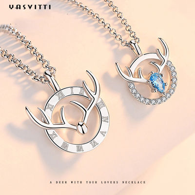 14x16mm 15in Geyik Boynuzu Kolye Gümüş 3A CZ Boynuz Kolye Kolye