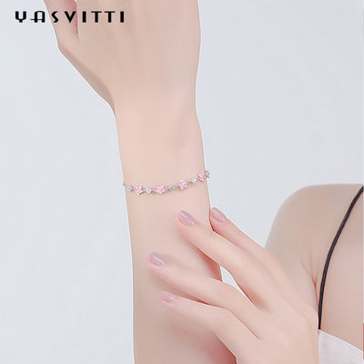 0.16oz 0.19m Gümüş Takı Bilezikler S925 Zirkon Kiraz Çiçeği Bileklik