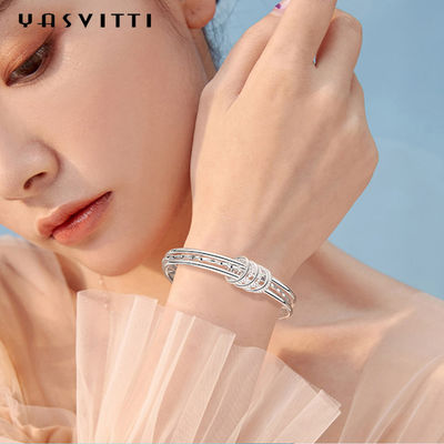 Daire 5.8cm 23g Gümüş Kristal Bileklik Rodyum Boho Kristal Bileklik Bileklik SGS