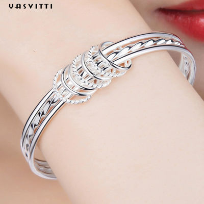 Daire 5.8cm 23g Gümüş Kristal Bileklik Rodyum Boho Kristal Bileklik Bileklik SGS