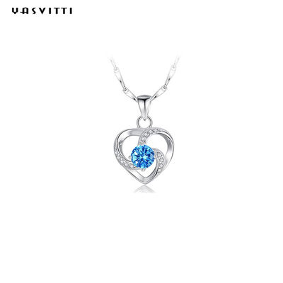 210mm 0.15oz 14k Altın Değerli Taş Kristal Kolye Festival Gümüş Kalp Kolye ODM