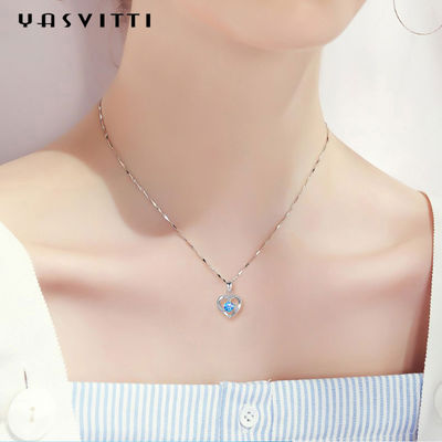 210mm 0.15oz 14k Altın Değerli Taş Kristal Kolye Festival Gümüş Kalp Kolye ODM