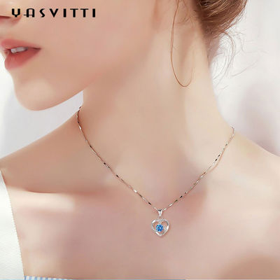 210mm 0.15oz 14k Altın Değerli Taş Kristal Kolye Festival Gümüş Kalp Kolye ODM