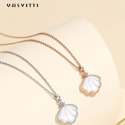 İnci Kabuk Doğal Klavikula Zincir Kolye 925 Ayar Gümüş Kolye