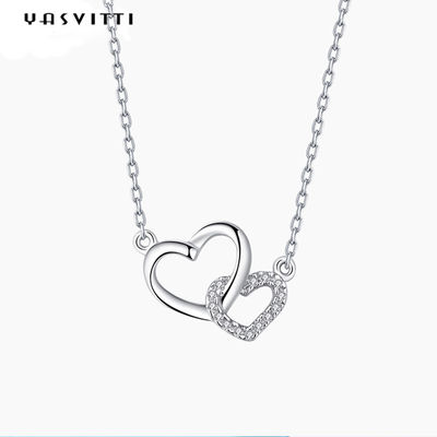 2.17g 18in Beyaz Altın Kalp Kolye ODM Valentine Gümüş Kalp Kolye Kolye