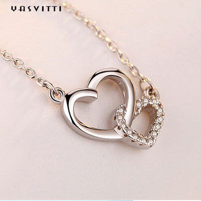 2.17g 18in Beyaz Altın Kalp Kolye ODM Valentine Gümüş Kalp Kolye Kolye