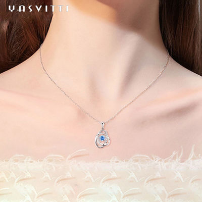 1.1 Gram 16.76mm Gümüş Takı Kolye 5A CZ Safir Taş Kolye
