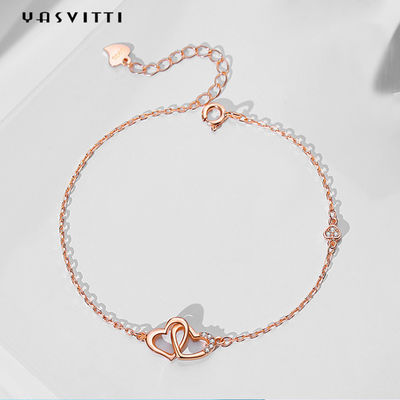 ODM 7.8in 304 SS Sürgü Bilezikler Gümüş 18k Rose Gold Açık Kalp Bileklik