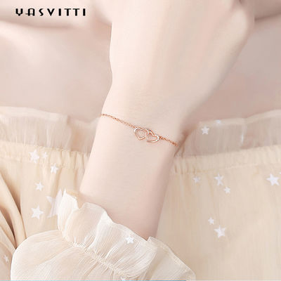 ODM 7.8in 304 SS Sürgü Bilezikler Gümüş 18k Rose Gold Açık Kalp Bileklik