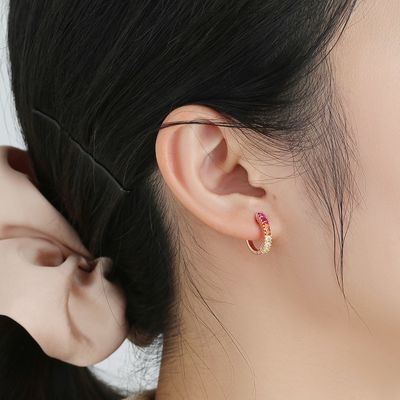 Gökkuşağı Som Gümüş Takı Küpe