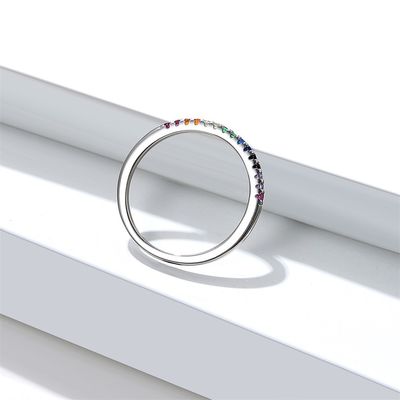 21.1mm 1.2g Gümüş Takı Yüzükler ODM Kurşunsuz Gökkuşağı Renkli Yüzük