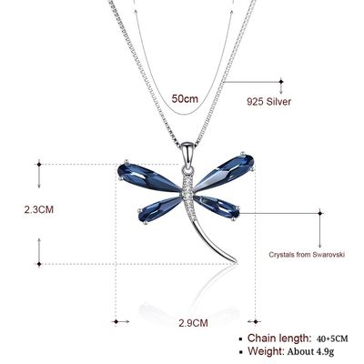 29mm 5 Gram Dragonfly Kolye Kolye 20in S925 Gümüş Kolye SGS