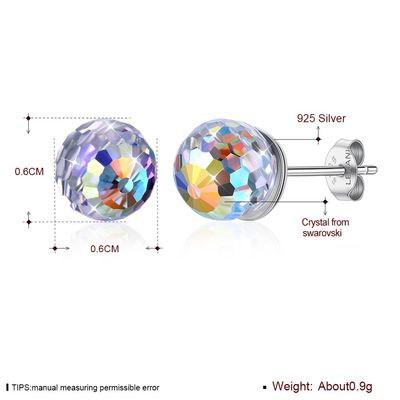 0.6X0.6cm 0.9 Gram Gümüş Takı Küpe Birthstone Top Saplama Küpe SGS