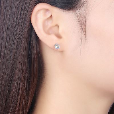 0.6X0.6cm 0.9 Gram Gümüş Takı Küpe Birthstone Top Saplama Küpe SGS