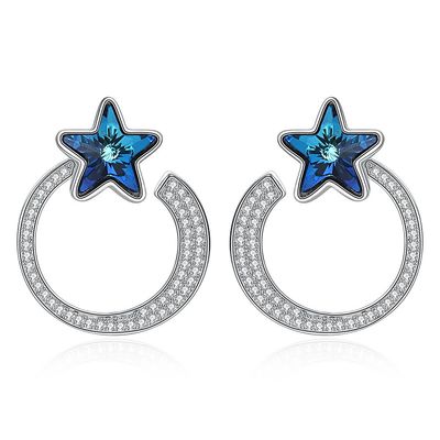 7.2g 2.6x2.1cm Yıldız Halka Küpeler Hediye 5A CZ Katı Gümüş Küpeler