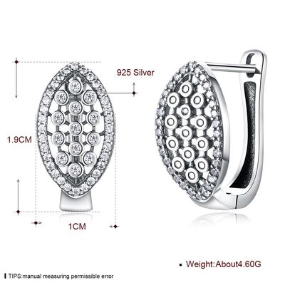 1.9x1cm 4.6 Gram Gerçek Pırlanta Küpe Hanuka 925 Ayar Gümüş Küpe