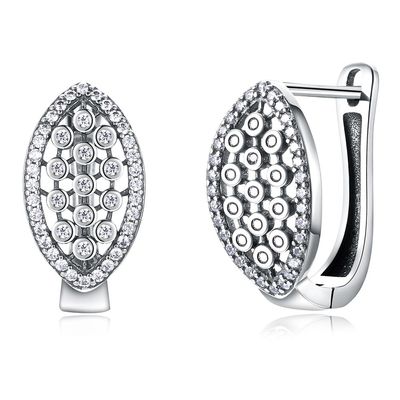 1.9x1cm 4.6 Gram Gerçek Pırlanta Küpe Hanuka 925 Ayar Gümüş Küpe
