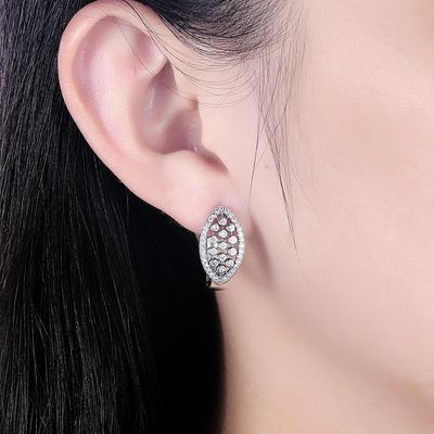 1.9x1cm 4.6 Gram Gerçek Pırlanta Küpe Hanuka 925 Ayar Gümüş Küpe
