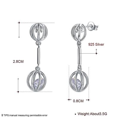 0.12oz 2.8X0.8cm Safir Vidali Küpeler Alaşım Zirkon Taşlı Küpeler