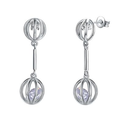 0.12oz 2.8X0.8cm Safir Vidali Küpeler Alaşım Zirkon Taşlı Küpeler