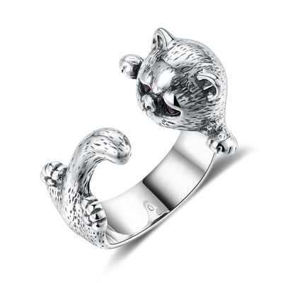 Ayarlanabilir 3D Alaşım Hayvan Yüzükler 925 Gümüş Pet Lover Hediye Takı
