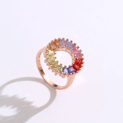 14.1mm 3.4g Zirkon Nişan Yüzüğü kadın mezuniyet Gül Altın Vermeil Yüzük