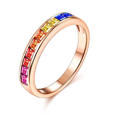 8.3in 0.07oz Som Gümüş Kristal Yüzük 14k Kübik Zirkonya Alyans ODM